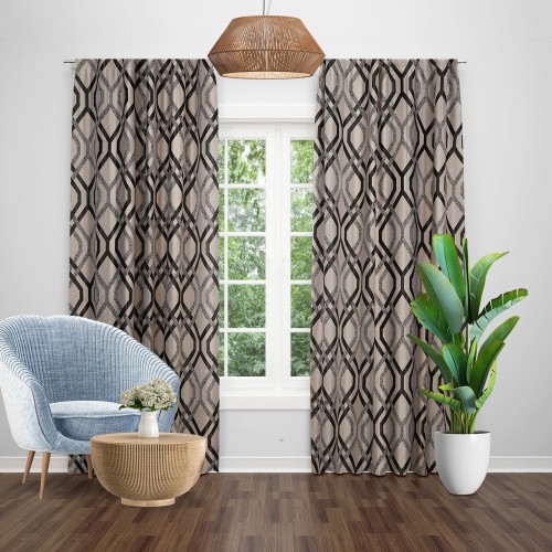 Set Draperie blackout gri/negru 2 buc. 150 x 250 cm, rejansa simpla inclusa
