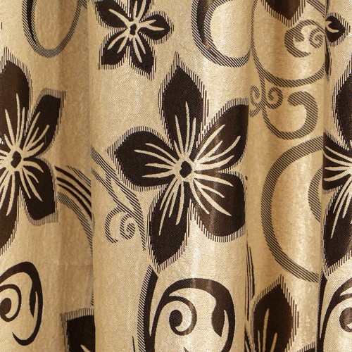 Draperie blackout crem/maro cu model flori