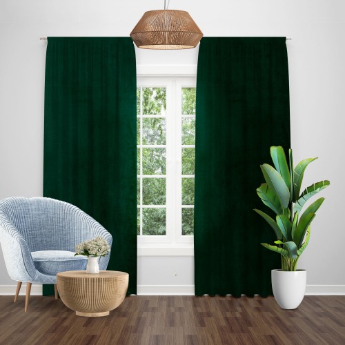 Draperie catifea verde padure