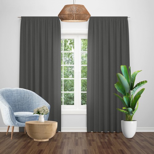 Draperie blackout uni gri antracit, opacitate 100%