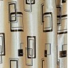 Draperie blackout crem/bronz cu model patratele si dreptunghiuri