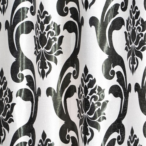 Draperie blackout gri cu model negru in stil baroc