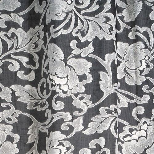 Set Draperie gri/verde inchis cu model flori , 2 buc x 140 x 250 cm, rejansa simpla inclusa