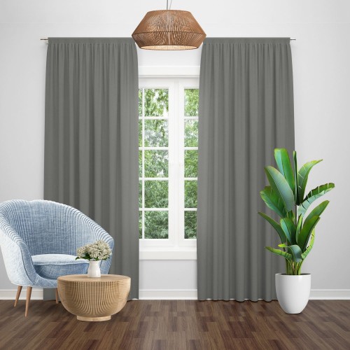 Set Draperie model soft uni gri 2 buc x 150 x 250 cm, rejansa simpla inclusa