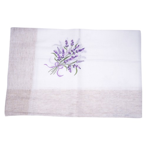 Fata de masa din in, cu motive florale, 150 x 220 cm