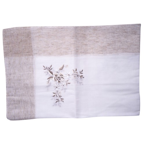 Fata de masa cu motive florale, din in, 150 x 220 cm