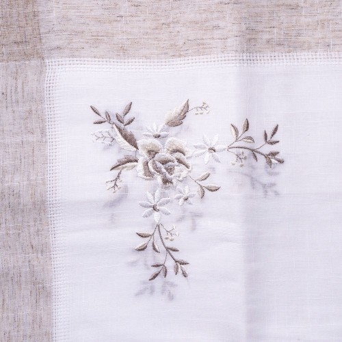 Fata de masa cu motive florale, din in, 150 x 220 cm